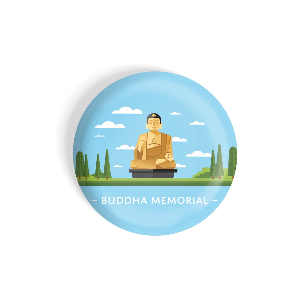 dhcrafts Round Fridge Magnet Blue Color Monuments Buddha Memorial ,Fo Guang Buddha (Fo Guang Shan, Taiwan) Glossy Finish Design Pack of 1 (58 mm)